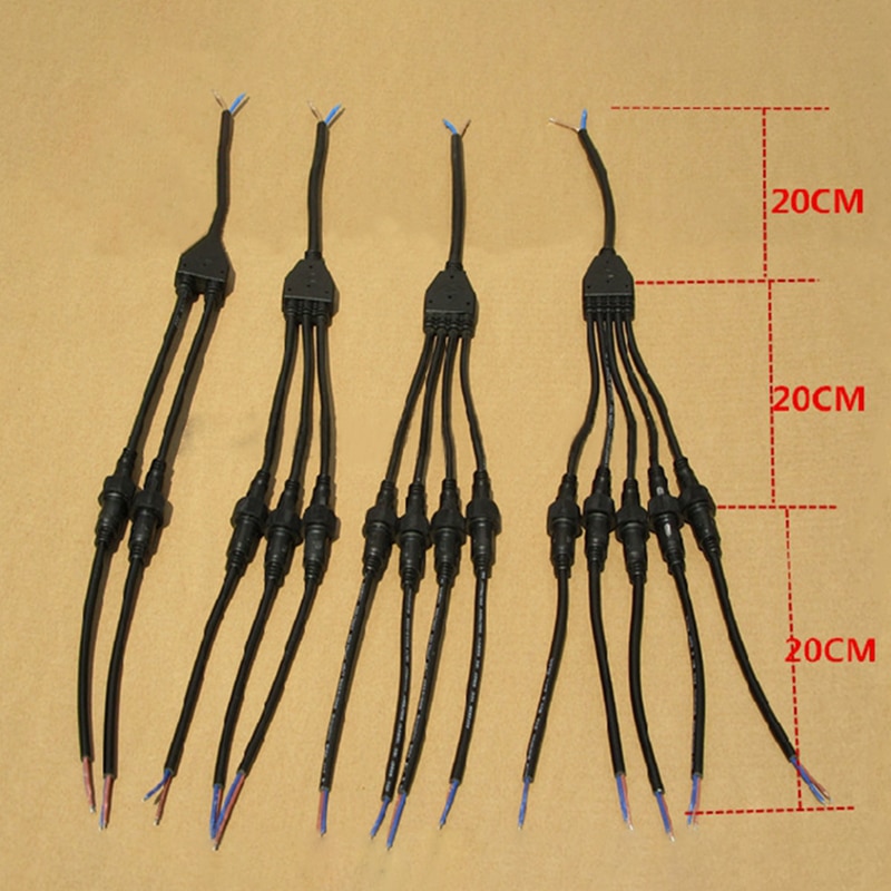 Cables Connector Waterproof IP67 2 pin Y 1 to 2 3 4 5 Connectors Male Female Electrical Wire Splitter Outdoor Led Strips