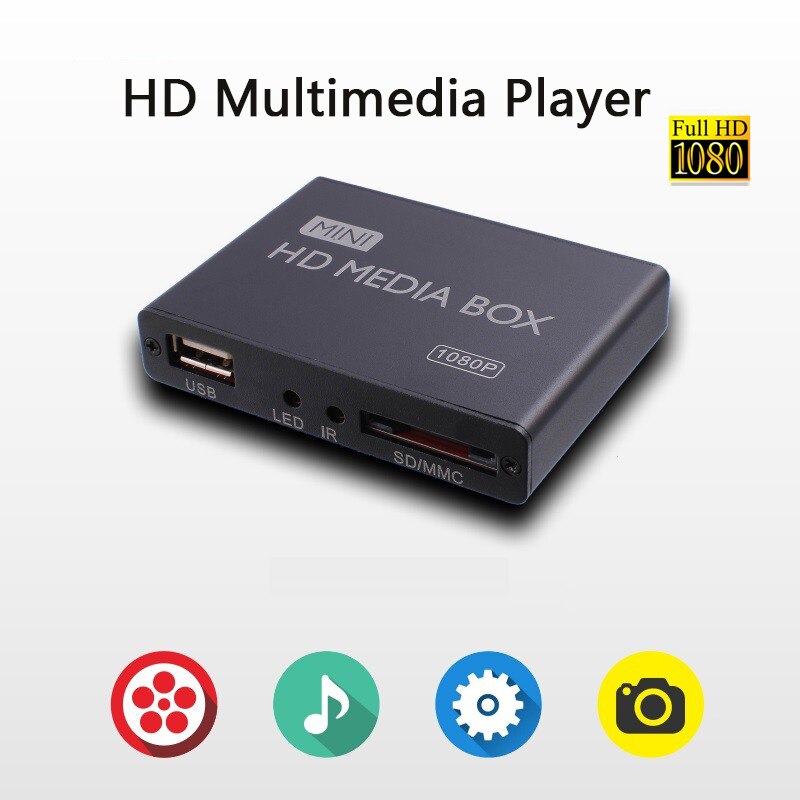 FULL HD 1080P Mini Media Player Center H.264 HDD Multimedia Video Player Media BOX with HD-MI/VGA/AV USB/SD/MMC for TV/Monitor