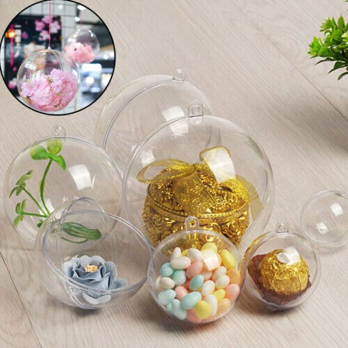 Clear Plastic Craft Ball Transparent Sphere Bauble Xmas Hallowmas Baubles