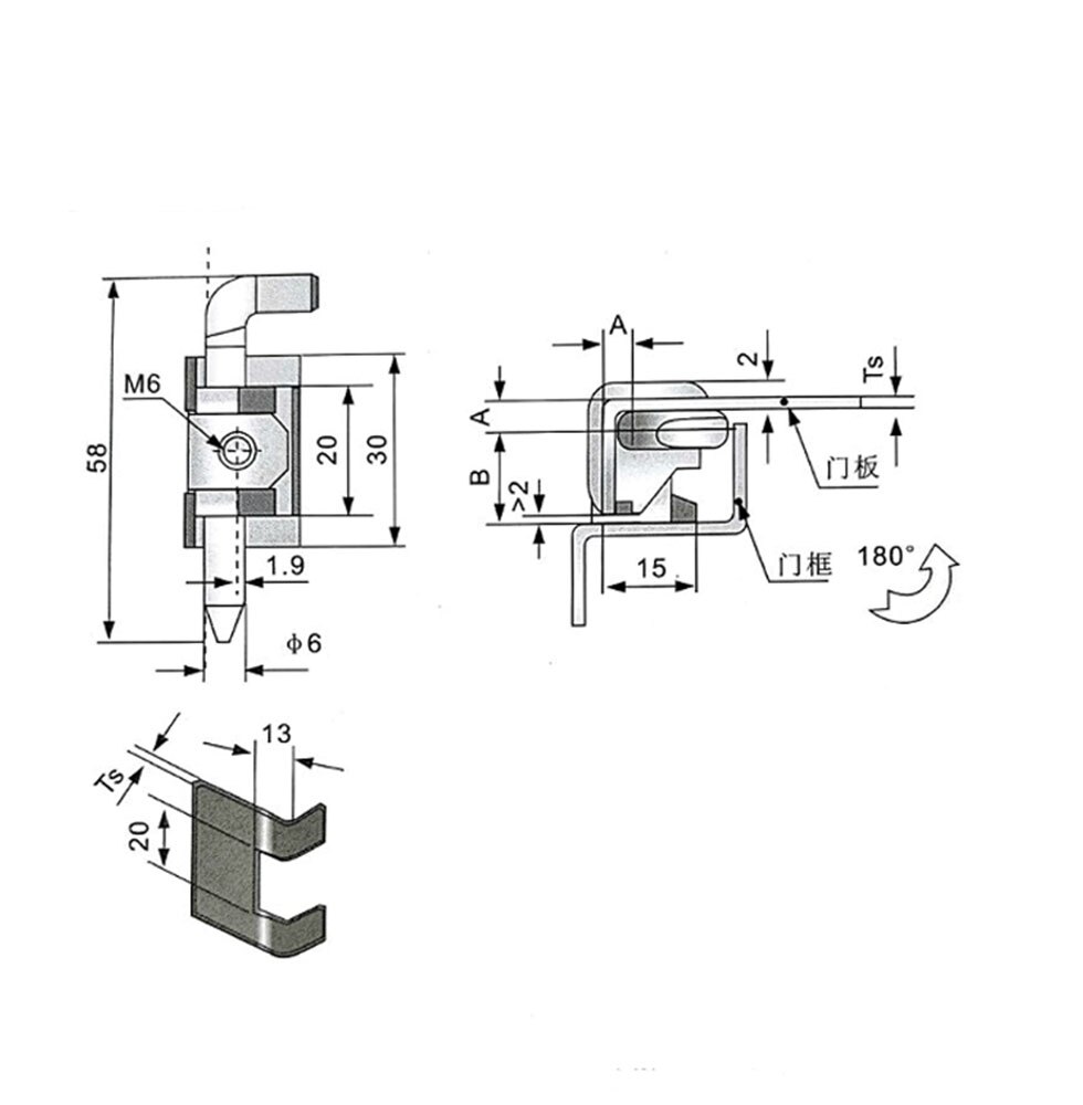 Detachable zinc alloy hinge bolt CL230 distribution box cabinet hinge CL211 concealed hinge