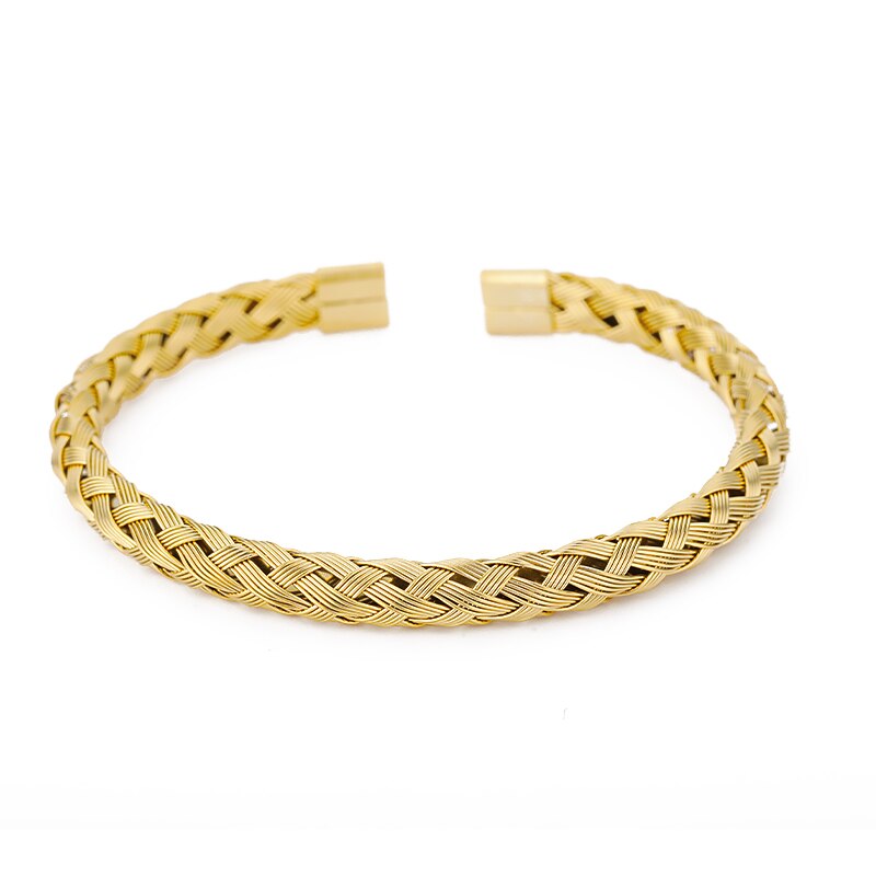 Braccialetti intrecciati in acciaio inossidabile braccialetti da uomo per uomo e donna gioielli regalo braccialetti con chiusura magnetica semplice braccialetti all&#39;ingrosso: Oro-colore