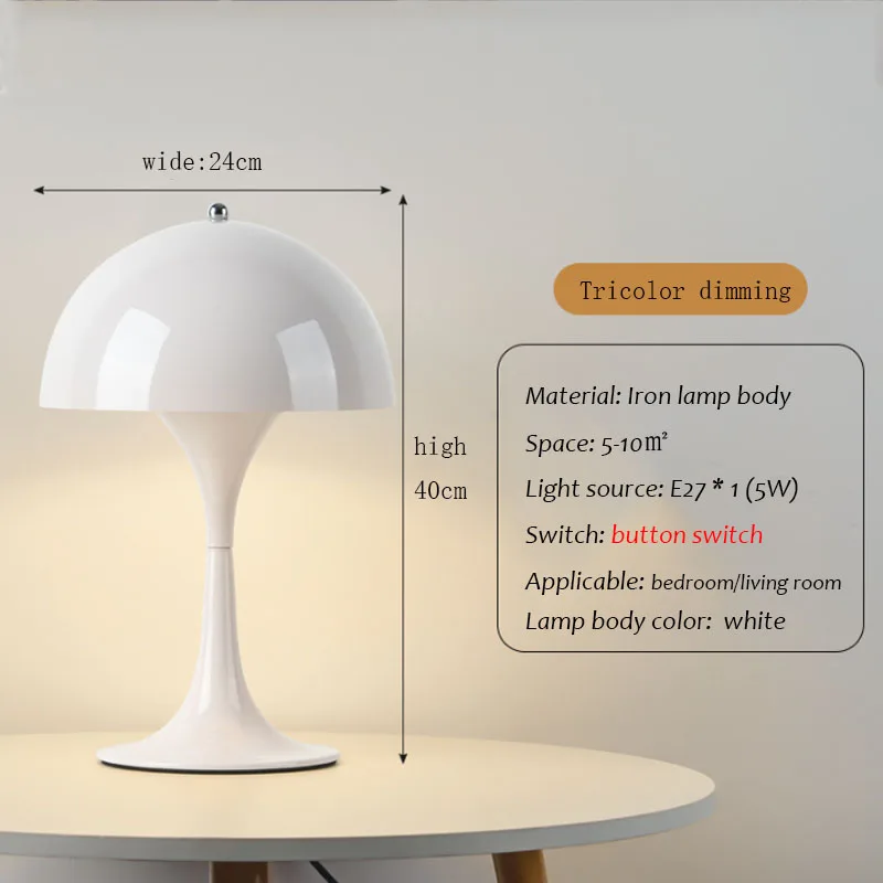 Nordic Danish Table Lamp Home Bedroom Bedside Light Lantern Medieval Dimming Touch Night Light Decor Desk Lamp: WHITE