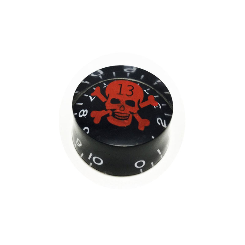 Skull head elektrisk guitar knap tone volumenkontrol til gibson les paul guitar udskiftning - pris for 1 stk.: Rødt kranium sort