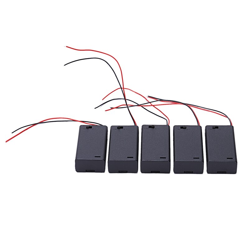 5PCS Plastica 2x1.5V AA Batteria Box Contenitore con Interruttore ON/OFF: Default Title