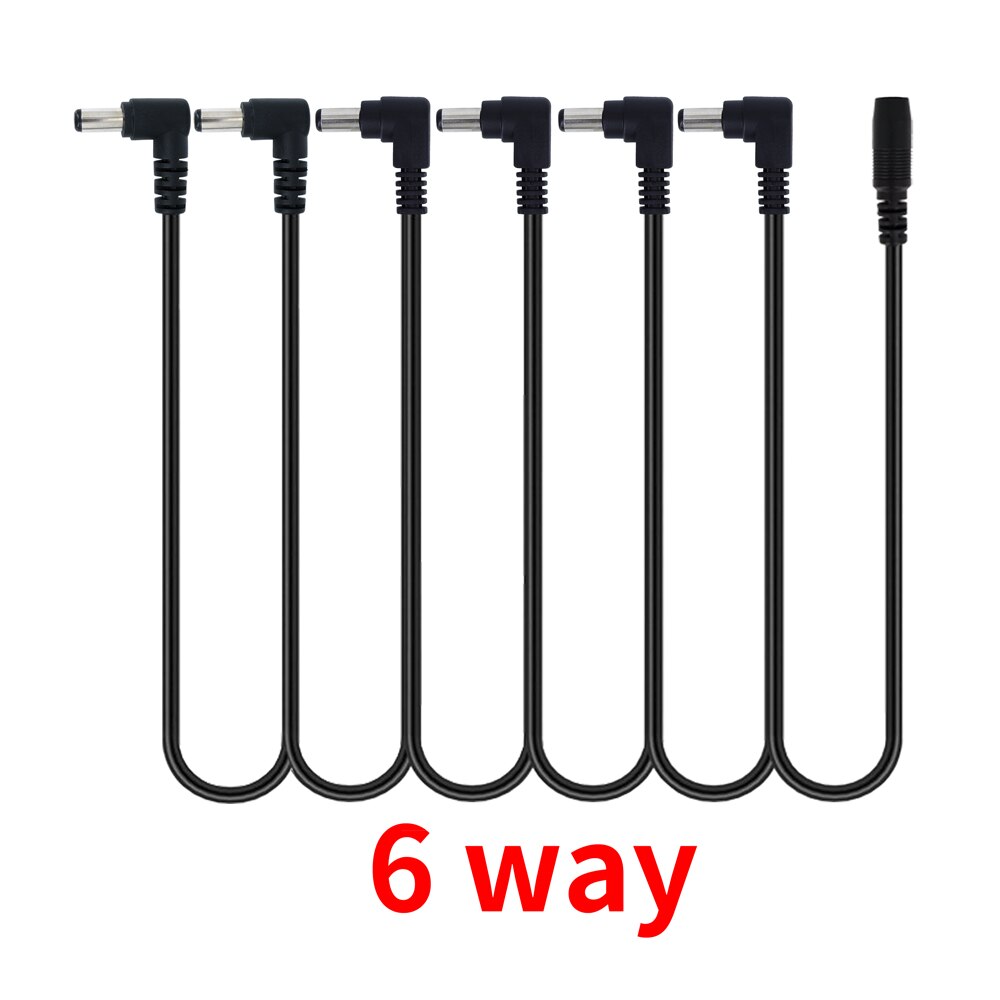 Daisy Chain 1 tot 3 5 6 8 Manieren Splitter Gitaar Effectpedaal Accessoires Voeding Kabel voor 9V DC adapter Plug: Rood