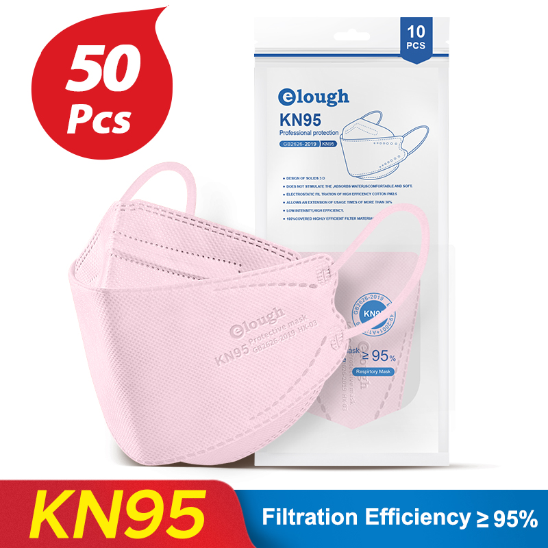 Elough – masque de protection respiratoire FFP2/KN95, lot de 10 à 100 pièces, approuvé par l&#39;espagne: 50PCS-Pink