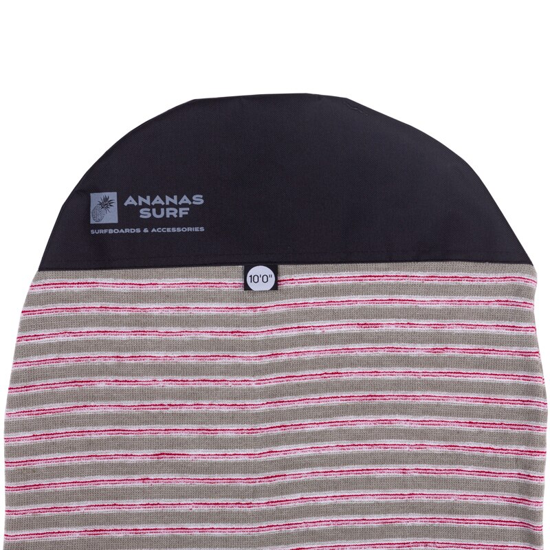 Ananas-chaussette de planche de Surf, 10'0 pouces, 300 cm, 10ft. Sac de couverture souple pour le nez rond, longboard, pour surf, tissu en tricot éponge extensible: Grey-White-Bordo