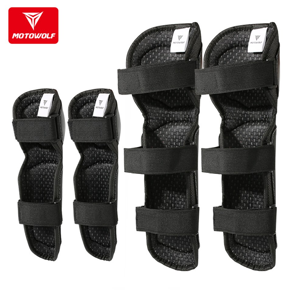 Universal Motorcycle Long Knee Pads Winter Warm Protective Gear Riding Fall-proof Windproof Stainless Steel Four-piece Set