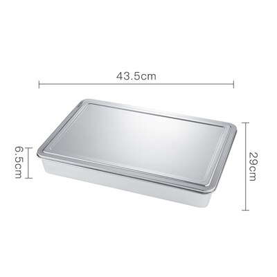 Narrow-Sided Rectangular Plate 304 Stainless Steel Deepened Flat-Bottomed Steamed Cake Pan Baking Pan Cooked Food Tray With Lid: Q