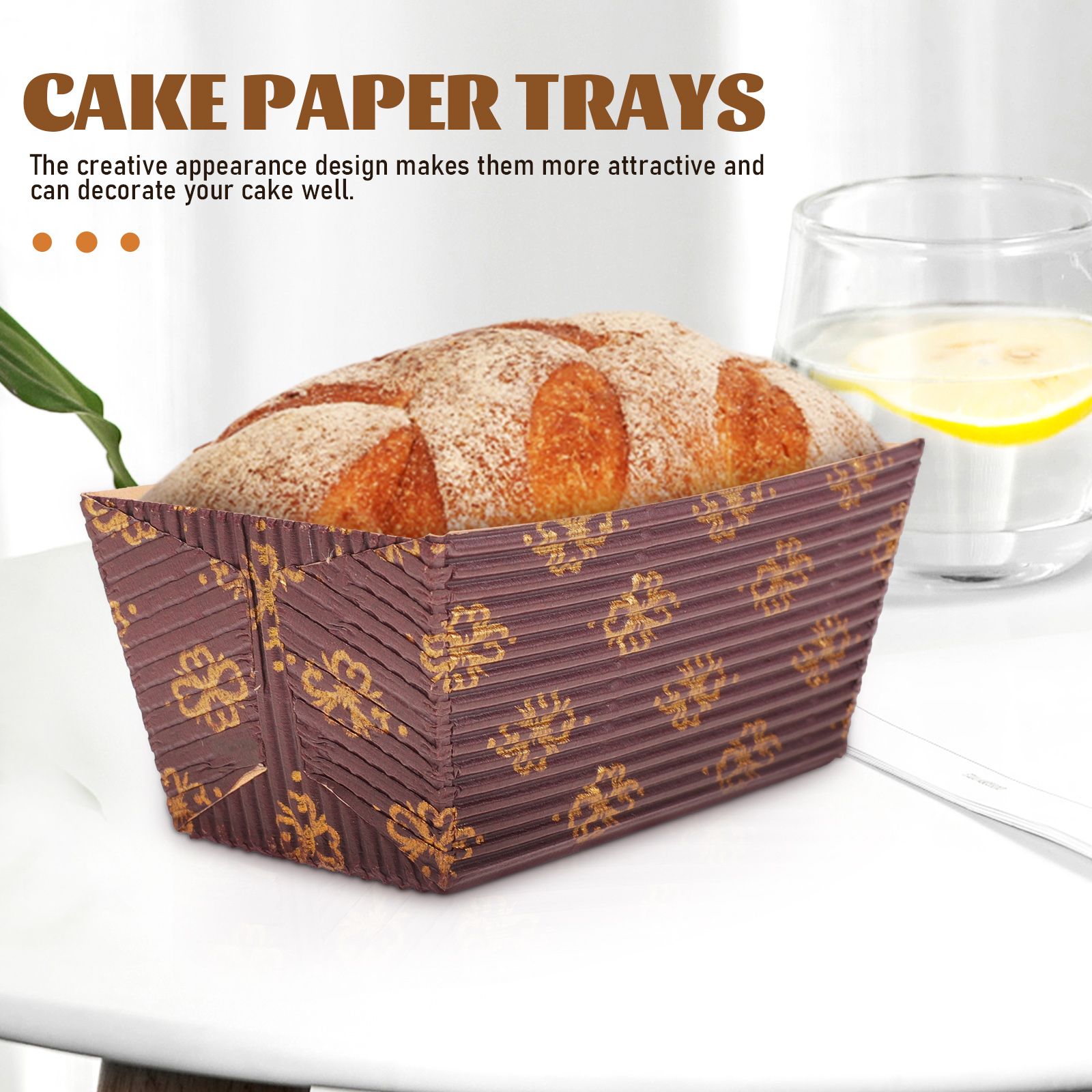 25 Pcs Paper Loaf Pans Baking Trays Disposable Cake Cups Rectangular Bread Tins Corrugated Mousse Boxes Party Liners