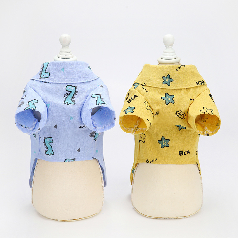 Lente En Zomer Casual Hond Shirt Met Dinosaurus Kleine En Middelgrote Leuke Cartoon Hond Shirts Puppy kleding