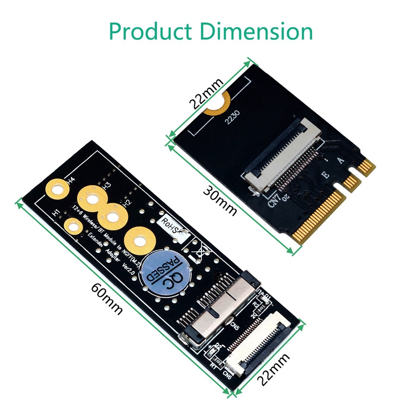 12+6- pin till m .2- tangent a + e-adapterkabel för trådlöst wifi-kort för mac os och hackintosh