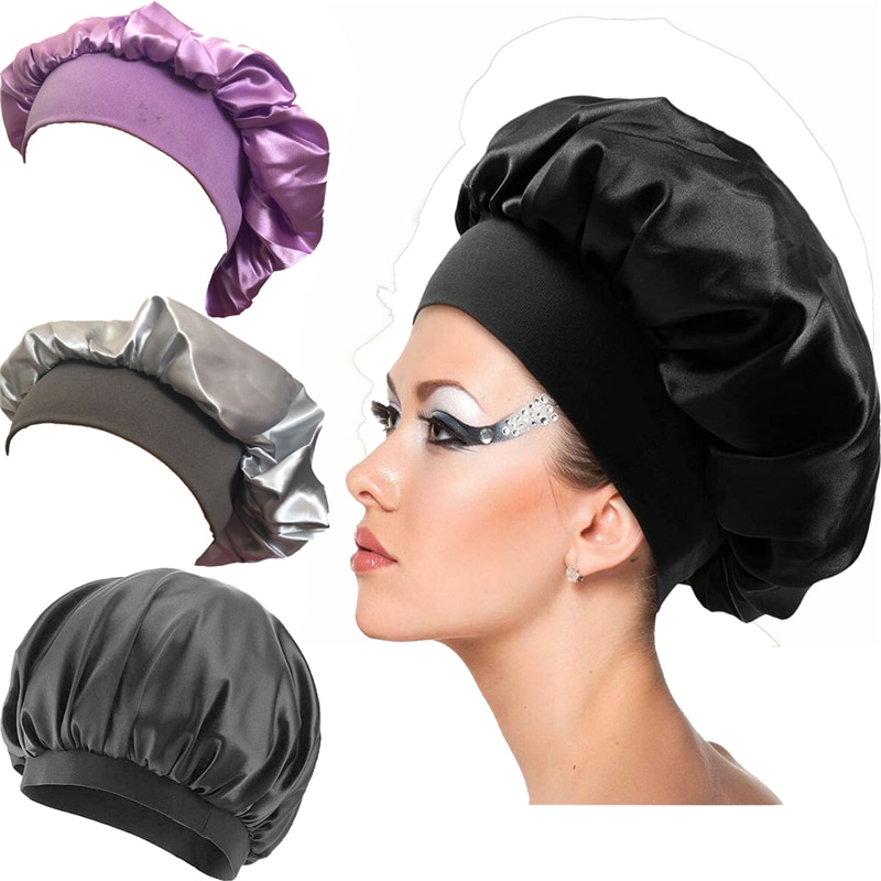 1Pcs Hair Bonnet Satin Cheveux Nuit Gorro Sleeping Hair Cap Shower Head Wrap Styling Bonnets for Women Czepek