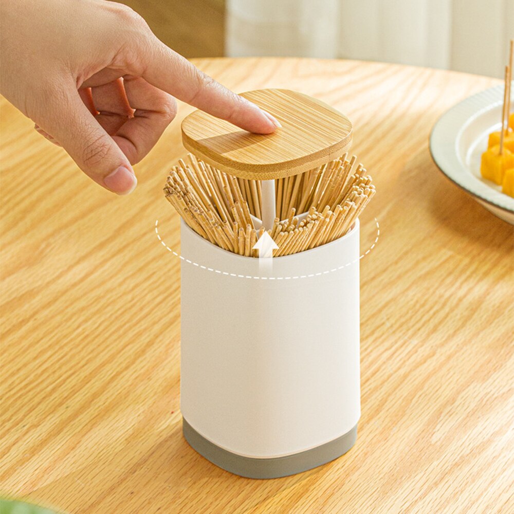 Automatic Pop-Up Press Wooden Toothpick Box Toothpick Storage Organizer Box for Home Kitchen Toothpick Holder Dispenser MAZI888