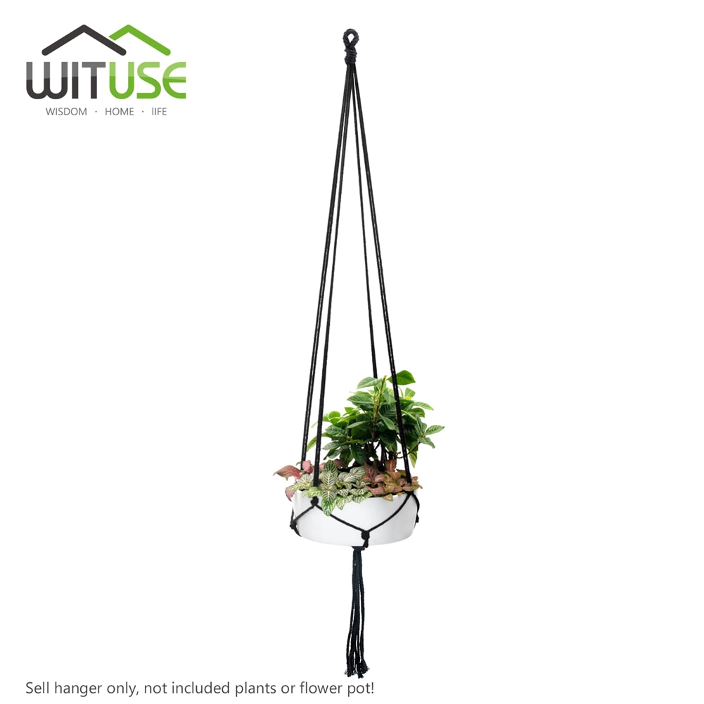 Rural cotton knitted plant hanger hanging planter basket colorful rope 4 legs Plant Hanger 6 Colors
