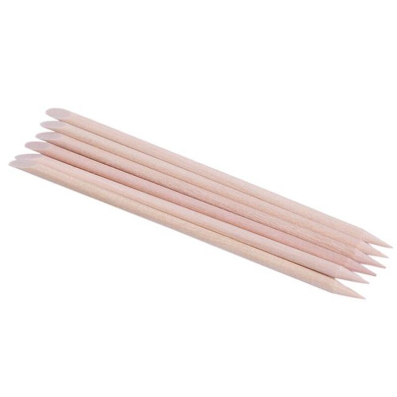 100 stuks houten nagelriemverwijderaar, oranje houten stokjes, strass steentjes, stippenverwijderaar, manicure, pedicure, verzorgingstools: Default Title