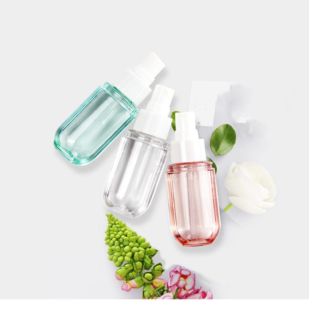1pc 60ml rejse tom sprayflaske 3 farve plastik forstøver lille mini tom spray genopfyldelig flaske kosmetisk gennemsigtig