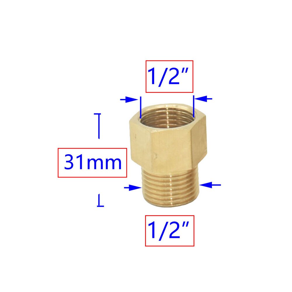 Brass Male 1/2 3/4 1 Inch Female Threaded Connector Pipe Repair Extend Reducing Adapter Copper Joint For Bathroom Faucets: 1I2 x 1I2