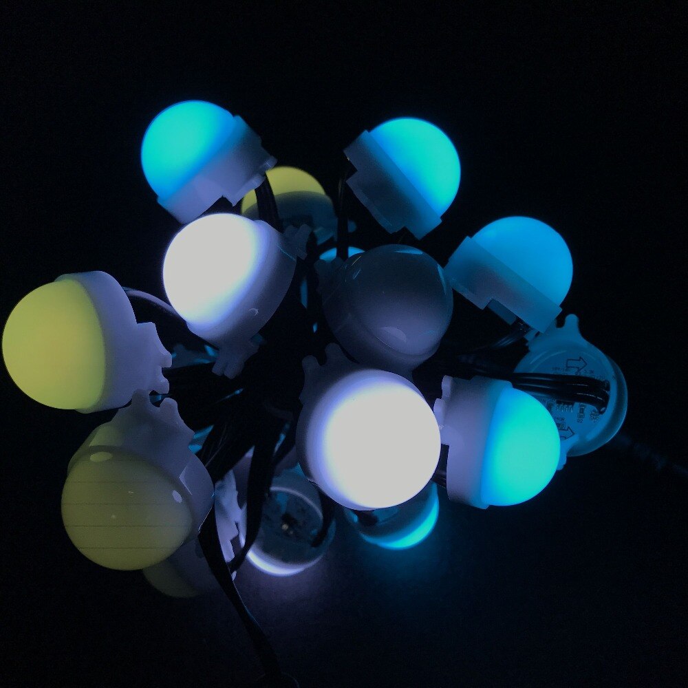 30mm diameter;IP68;12V;WS2811;addressable led smart module;0.72W;RGB full color;milky cover;18AWG black wire;0.2m xConnect pigta