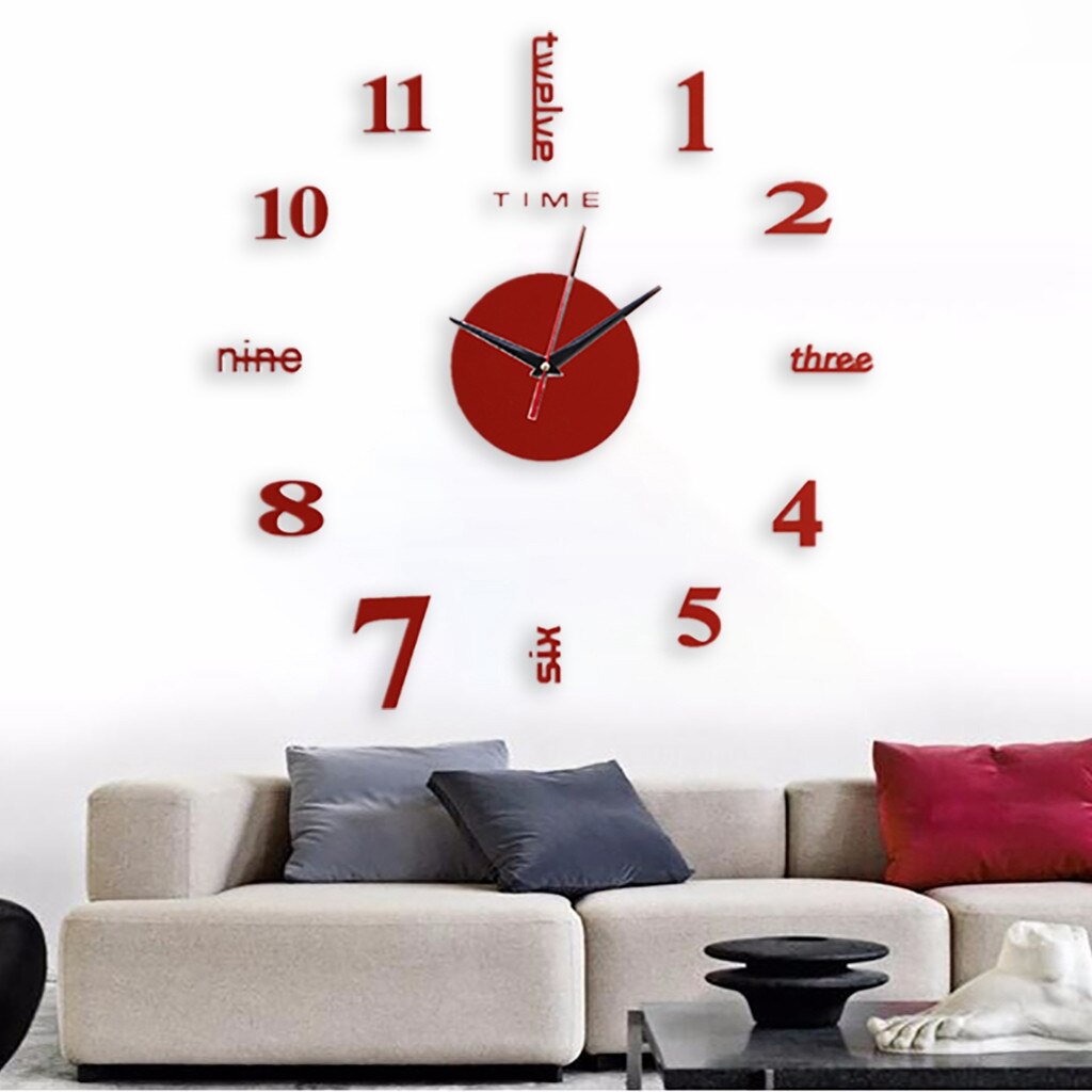 Diy Clock Frameless DIY Wall Mute Clock 3D Mirror Surface Sticker Home Office Decor Home decoration Modern Wall Clock 50x50cm