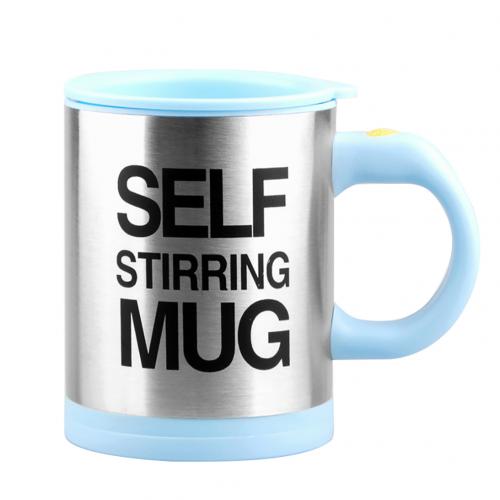 Taza de café de acero inoxidable de 400ml, taza mezcladora automática para café, leche, taza mezcladora, tazas de café aisladas inteligentes: Light Blue