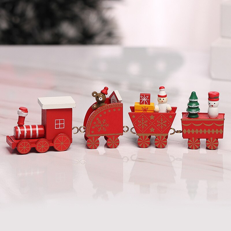 Decorazioni natalizie Montessori treno in legno bambini scuola materna regali per il giorno di natale decorazione per finestre giocattoli artigianali in legno: C Red 4pcs