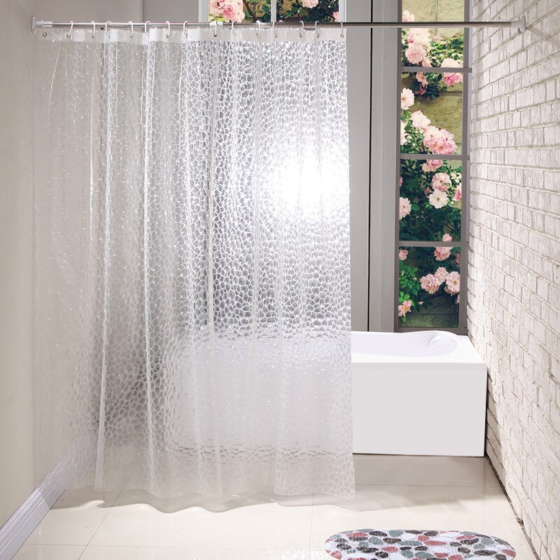 Tenda da doccia 3D impermeabile con 12 ganci da bagno trasparente per la decorazione domestica accessori da bagno 180X180cm 180X200cm: WHITE / 180*180 cm