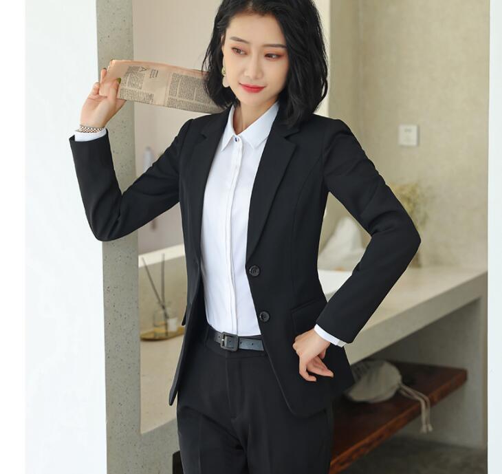 Women Work Office Dresses Formal Ladies With Two button