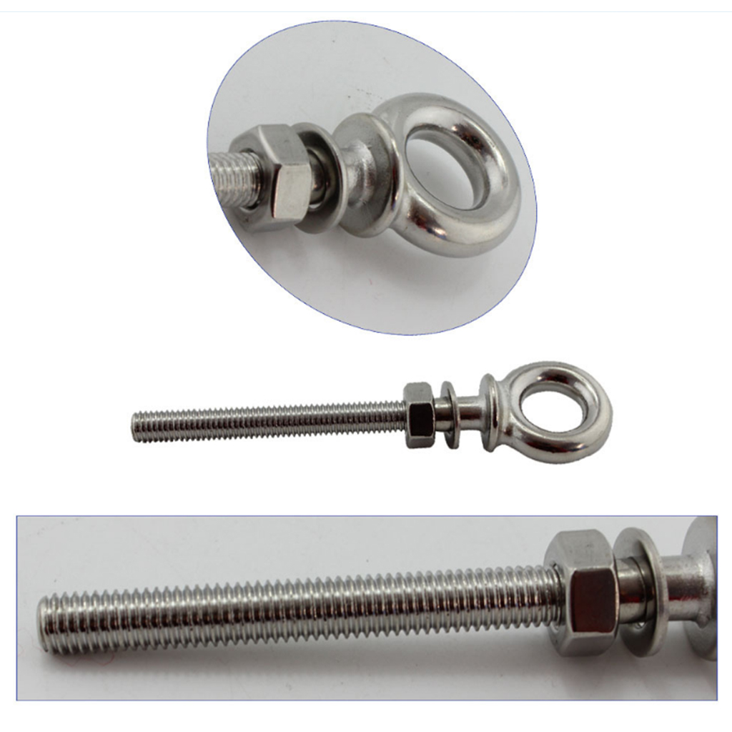 60mm Long Shank Collared Eye Bolt - Marine 316 Grade Stainless Steel