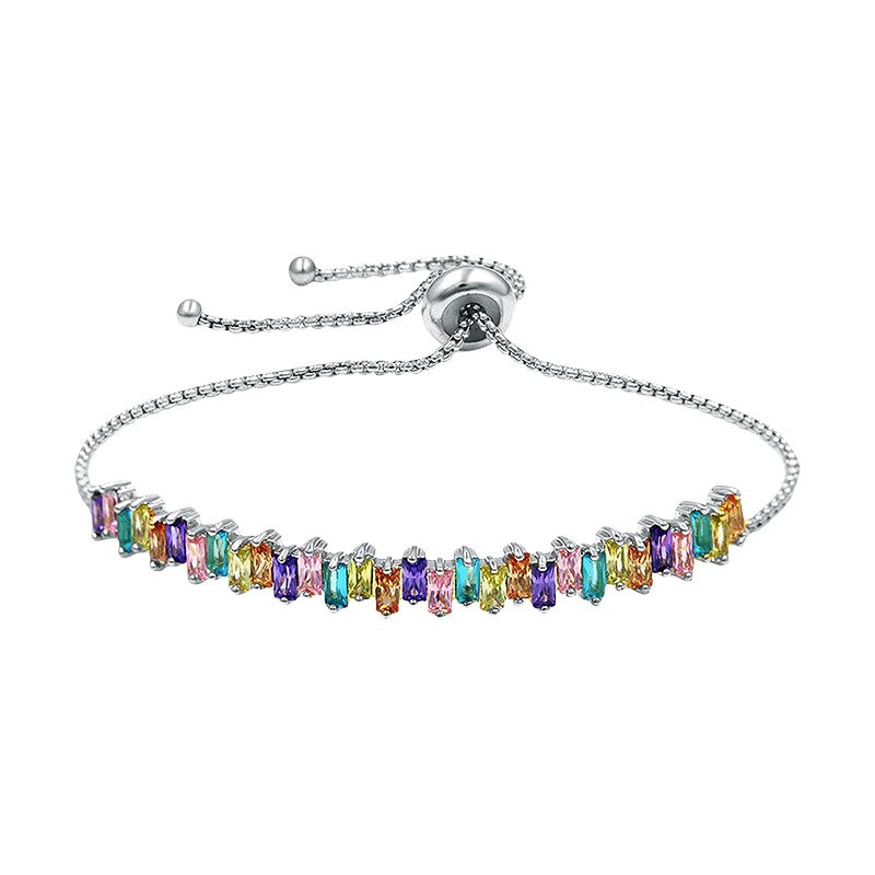 WEIMANJINGDIAN étincelant arc-en-ciel couleur cubique zircone Zircon cristal réglable bracelets pour femme mariée demoiselle d'honneur