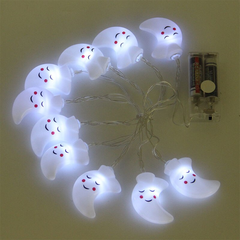1.5m x 10 led lachende maan lichtslingers kerstfeeën slingers voor buiten op batterijen voor kerstfeest en tuindecoratie
