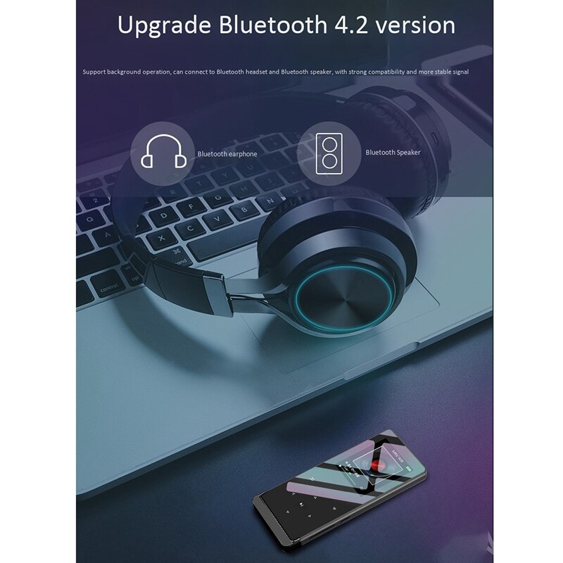 MP4 Music Player 108-Inch Ultra-Thin Lossless Bluetooth MP3 Player Press Color Sn HD Student Sports Mini MP4 (8GB)