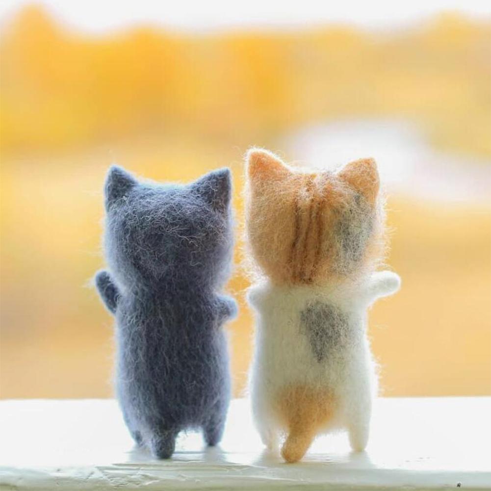 Non-finished Wool Felt Needle Poked Kitting Diy Cute Handmade Decor Wool Pets Toy Package Felting Animal W0q0