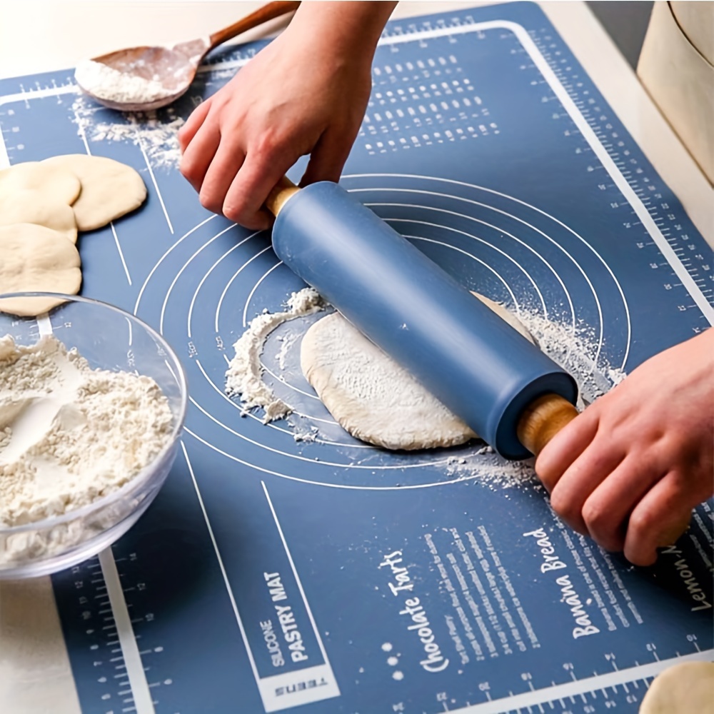 Silikon-Nudelholz- und Backmatten-einstellen – antihaftbeschichtet, einfach zu verwenden für Pizza, Nudeln, Kekse, Ideal zum Ausrollen und Messen von Teig
