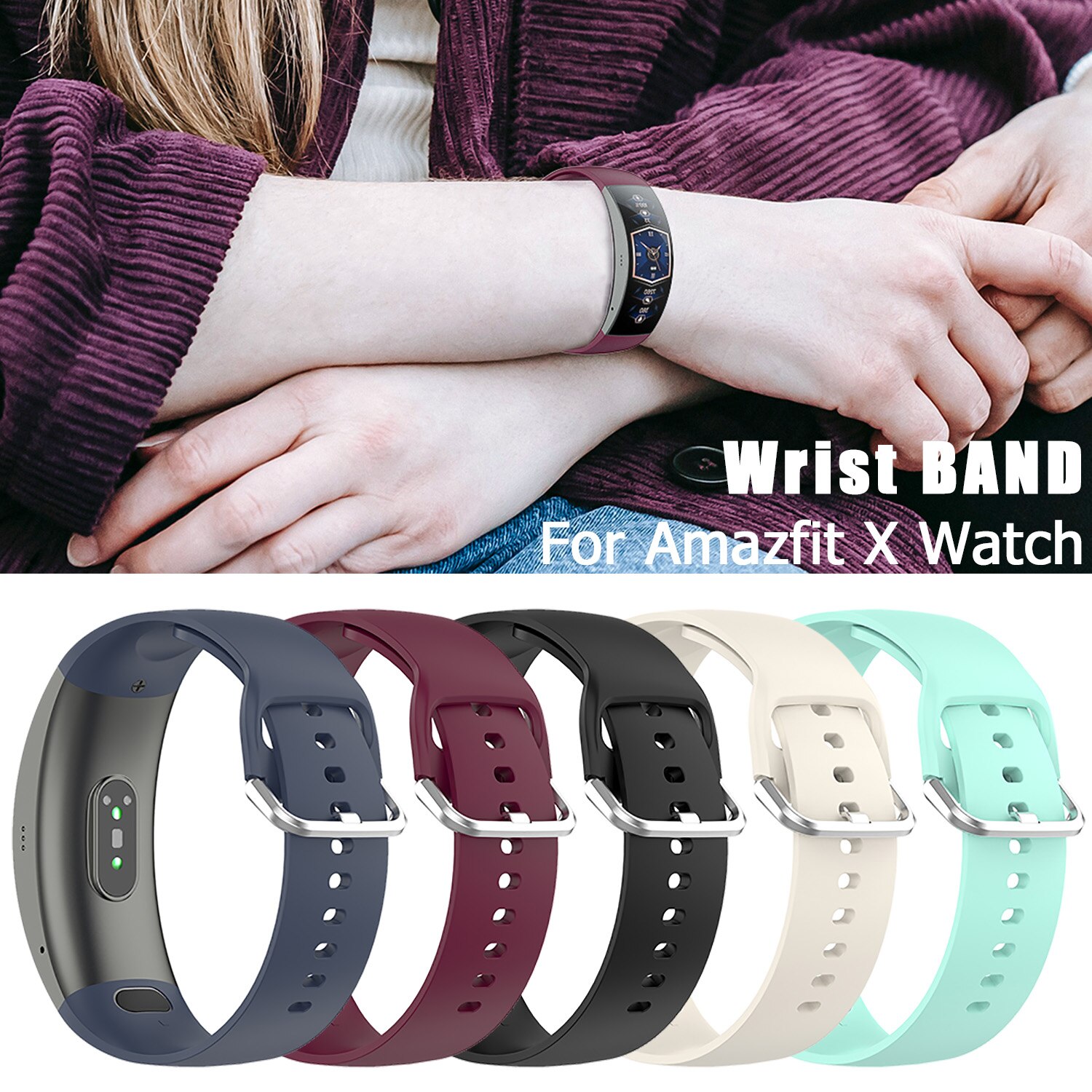 Watch Band For Amazfit X Wrist Strap Charger For Amazfit X Charging Cable Adjustable Soft Bracelet Smart Watch Accessories