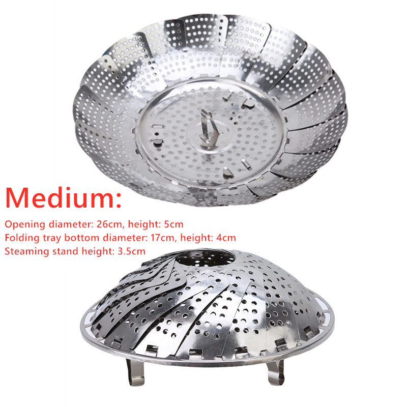 Stainless Steel Multifunctional Steamer Plate Silver Magic Retractable Folding Steaming Fruit Plate Disk: light green