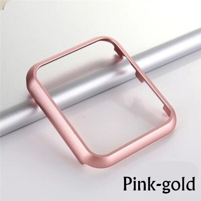 Luxury case for apple watch 6 apple watch case 44mm 40mm38mm 42mm Aluminum Metal protector bumper cover Apple watch series SE 5: pink-gold / 42mm