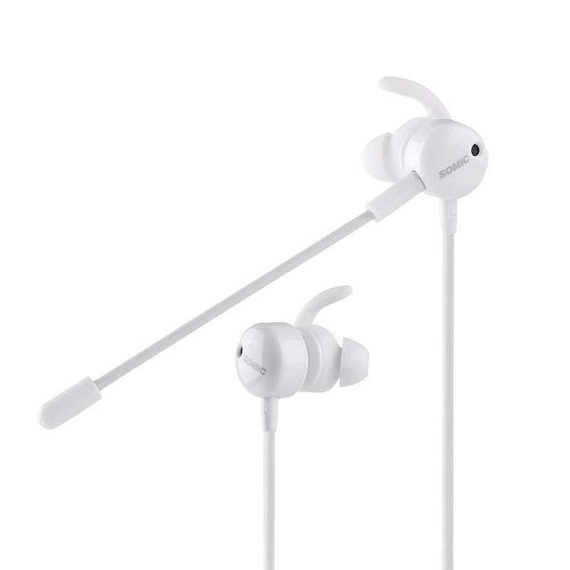 Söt tjej mobiltelefon spel headset in-ear jedi överlevnad live med vete e-sport headset l böjda trådade headset: Vit