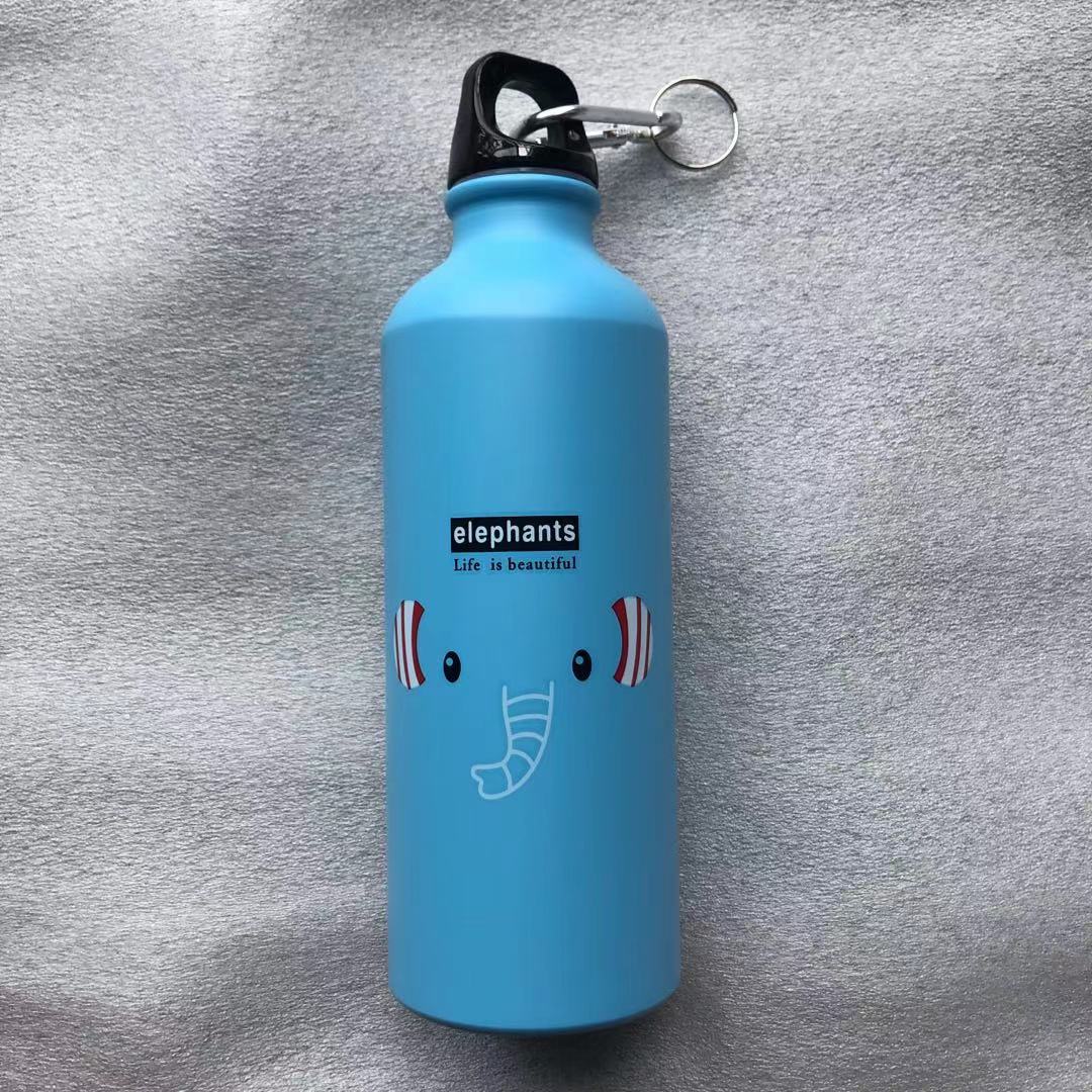 Cartoon Animal Water Bottle Portable Hydro Flask Lovely Sport Hiking Biking School Water Bottle For Children Kids Water Bottle: Blue elephant