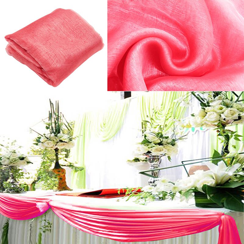 Tissu Organza avec ruban pur 10M x 1.35M | Couverture pour mariage, fournitures de décoration pour Banquet de mariage, célébrations d'hôtel: dark coral