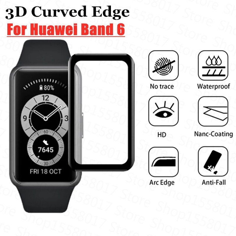 1-2Pcs 3D Protective film for Huawei Band 6 3D Curved Edge film for huawei band 6 Wristband Soft Full Screen Protector film