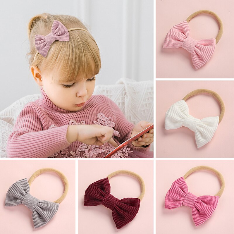 Cute Baby Girl Headband Nylon Bows Elastic Newborn Kids Turban Hair Band Headbands For Girls Haarband Baby Hair Accessories