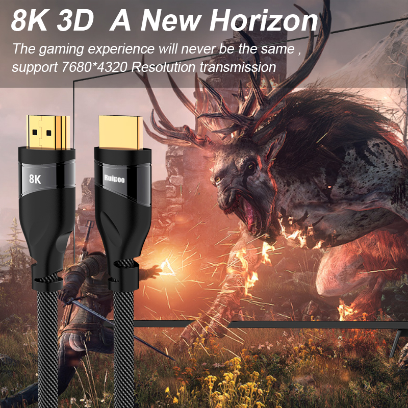 HDMI 2.1 cable 4K 120HZ hdmi High Speed 8K 60 HZ UHD HDR 48Gbps cable HDMI Ycbcr4:4:4 Converter for PS4 HDTVs Projectors