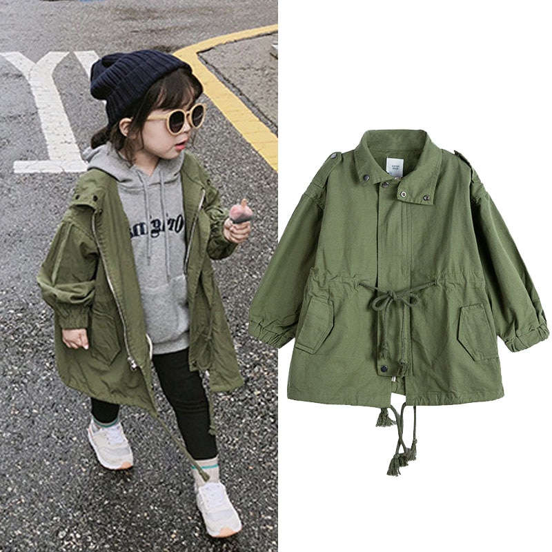 Spring Autumn Girls Windbreaker Jackets Coats Baby Girl Hooded Outwear Kids Clothes Children's Thin Jacket Clothing