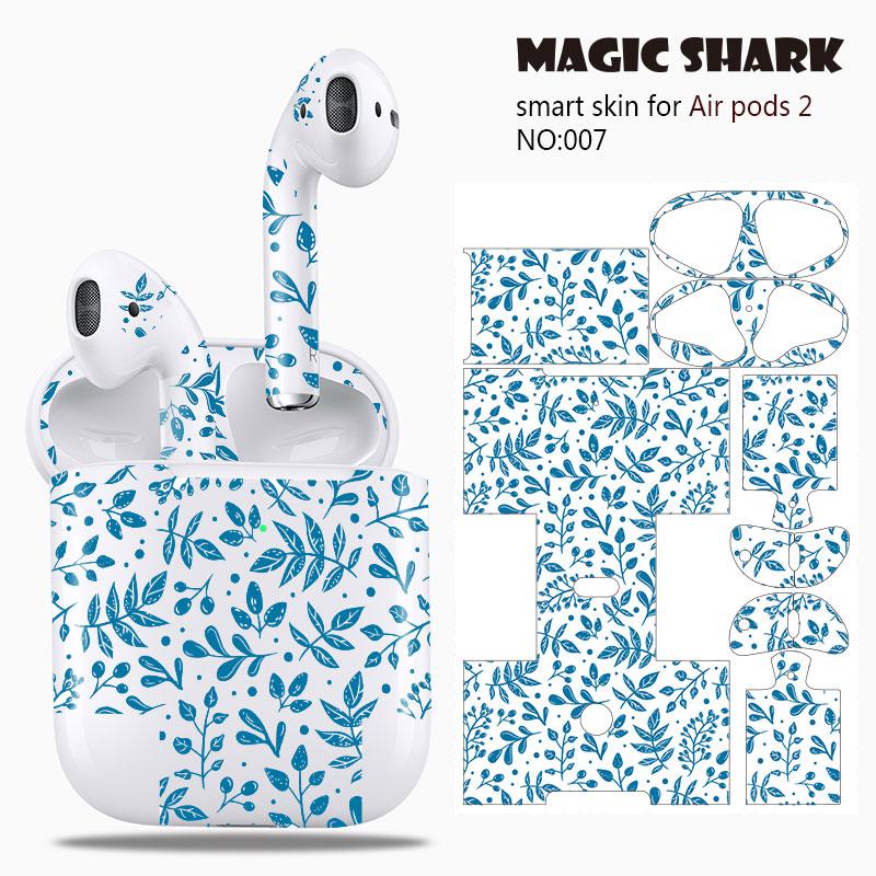 Magic Shark Clear Leaf Flower The North Face Leopard Cells Ultra Thin Sticker Case Film for Apple Airpods 2 Airpods2 001-019: 007