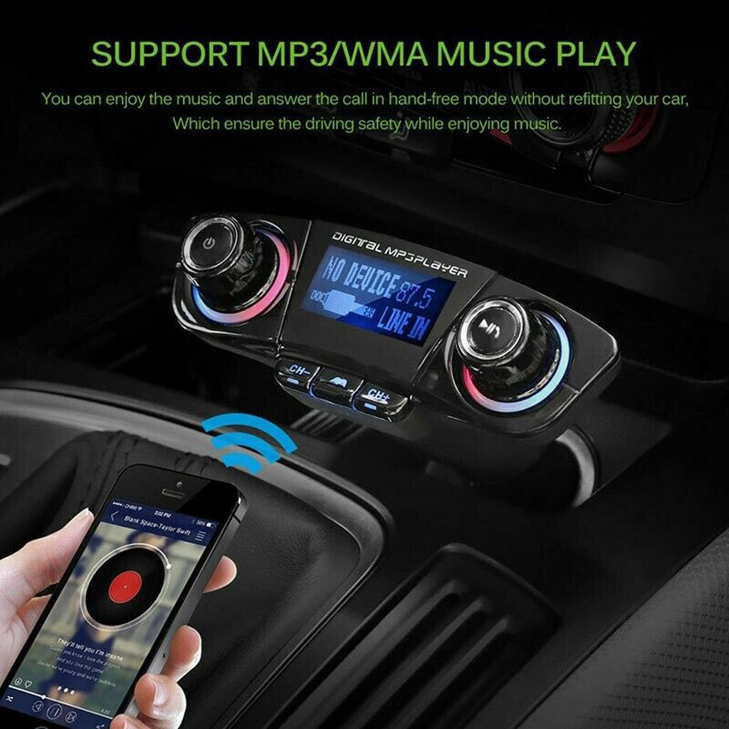 Auto Mp3 Speler Bluetooth Draadloze Fm-zender Handsfree Radio Music Player Usb Mp3 Auto Fm Lcd Display Auto 'S