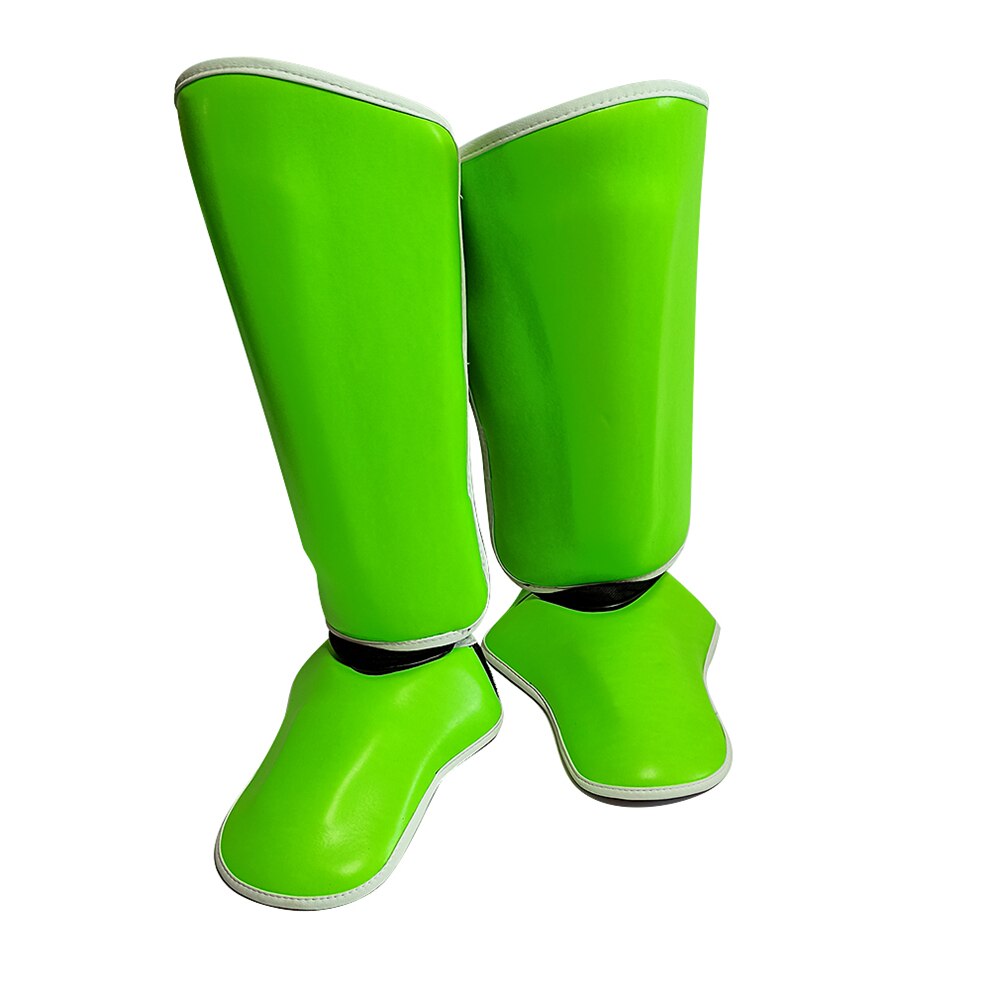 Novo boxe mma caneleiras homens muay thai tornozelo apoio karate treinamento legging crianças kickboxing pads instep guarda equipamentos de combate: green / M