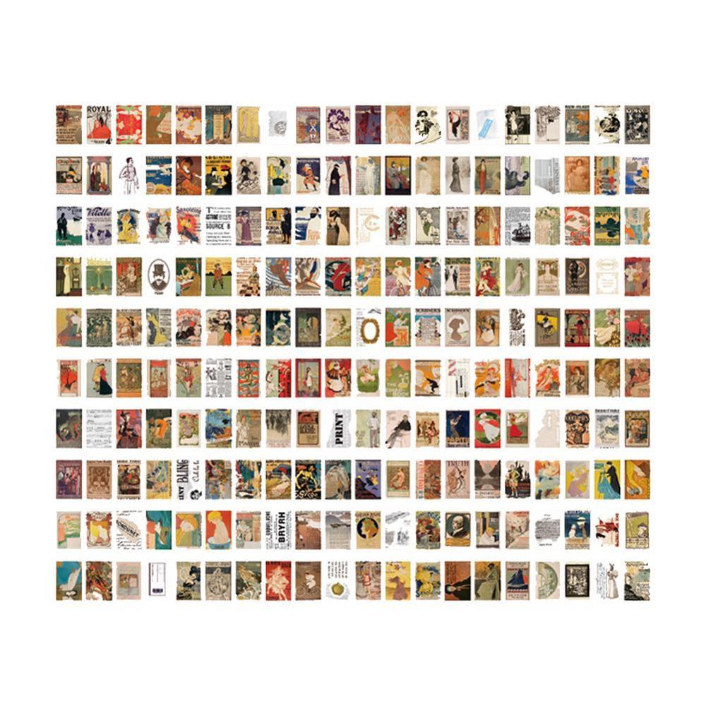 200 sheets/pack Paper Retro Material Card Letter Paper Material Stationery Deco Sticker Journal DIY Note Stamp Page Base Wr Z9U5: poster