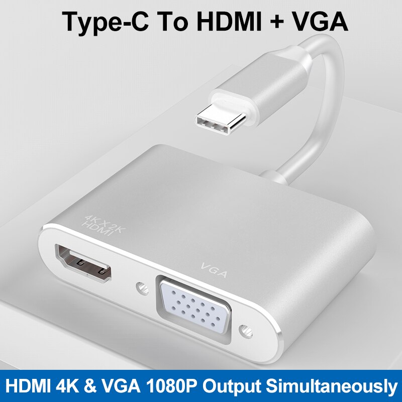 Type-c To Hdmi+vga Computer Monitor Cable / Video Converter usb hub ноутбук планшет флешка Планшеты أجهزة الكمبيوتر المحمولة لاب