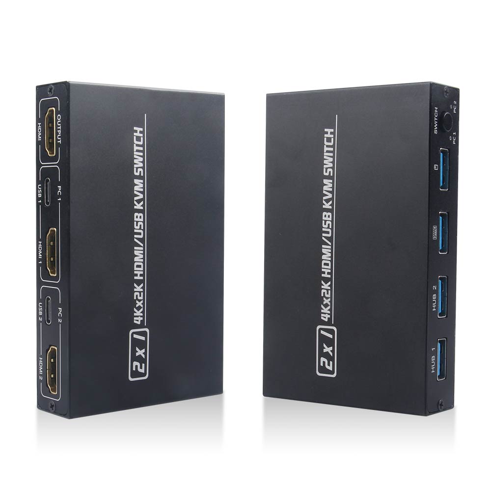 4K Kvm Switch Hdmi-Compatibel 2 Poort Doos Usb Voor Gedeelde Monitor Toetsenbord En Muis Adaptieve Edid/hdcp Printer Plug En Play